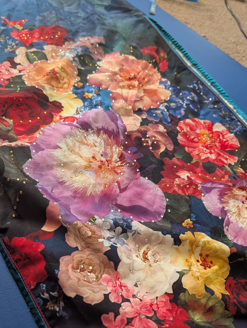 Blue Floral Cheongsam Maxi Dress - Picture 12 of 12